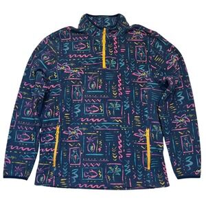Chubbies Retro Tropical Neon Print Quarter Zip Fleece Pullover Men's Size XXL